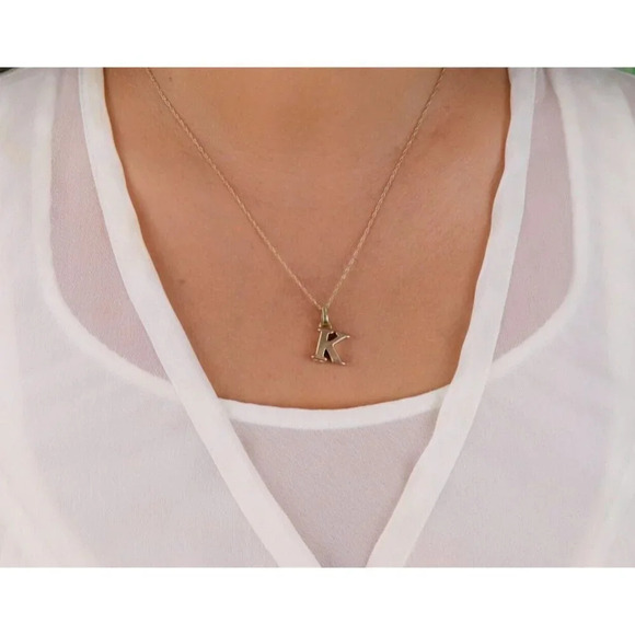 Pendant Only 10k Yellow Gold Letter 'K' Pendant Puffy Hollow Design - Picture 4 of 7